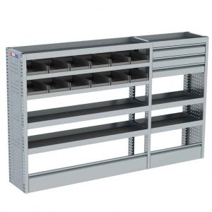 Invanteq Mechanic 3 lichtgewicht aluminium bedrijfswageninrichting kast. Lengte 1980 mm, Breedte 355 mm, hoogte 1250 mm. 8 Legvakken. 3 lades. inclusief montagemateriaal. inclusief 12 zwarte magazijnbakken. inclusief anti slipmatten. Inclusief Vloerklep.10 jaar garantie. modulair systeem. Speciaal ontworpen Voor grote bedrijfswagens.Inbouw uitbesteden? vraag naar de mogelijkheden.